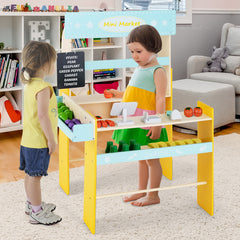 Kid's Pretend Play Grocery Store with Cash Register and Blackboard