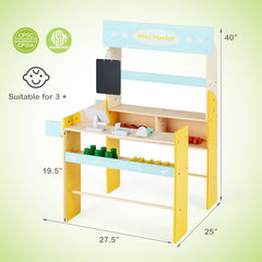 Kid's Pretend Play Grocery Store with Cash Register and Blackboard