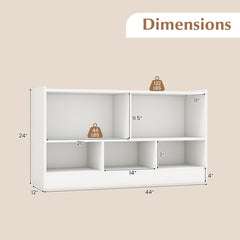 Kids 2-Shelf Bookcase 5-Cube Wood Toy Storage Cabinet Organizer