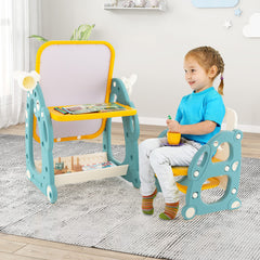 Kids Art Easel with Chair and 3-Level Adjustable Whiteboard