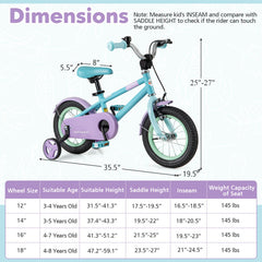 Kids Bike with Adjustable Handlebar and Saddle Purple