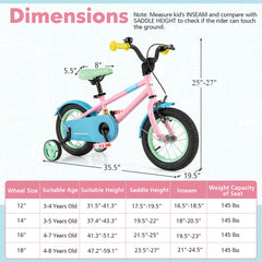 Kids Bike with Adjustable Handlebar and Saddle Pink