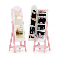 Kids Jewelry Organizer with Full Length Mirror Drawers and Storage Shelves