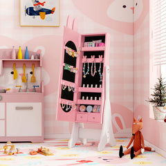 Kids Jewelry Armoire Cabinet with 2 Tilt Angles and Large Capacity