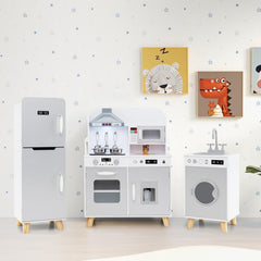 Kids Kitchen Playset 3-in-1 with Refrigerator and Washing Machine