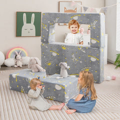 Kids Play Sofa with Ottoman and Removable & Machine Washable Cover