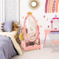 Kids Full Length Mirror with 360 Degree Rotatable Design and Shelf