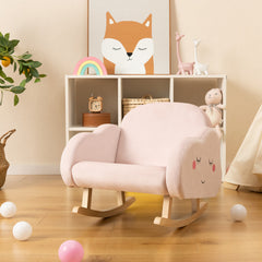 Upholstered Toddler Rocker with Solid Wood Legs and Non-slip Foot Pads
