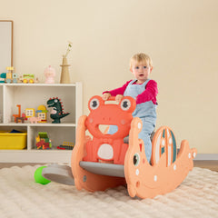 3-in-1 Kids Slide Rocking Horse Set Convertible Toddler Slide with Basketball Hoop