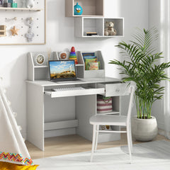 Kids Study Desk Children Writing Table with Hutch Drawer Shelves and Keyboard Tray