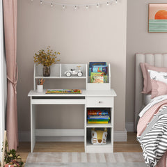 Kids Study Desk Children Writing Table with Hutch Drawer Shelves and Keyboard Tray