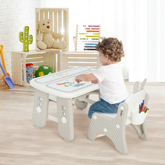 Kids Table and Chair Set with Flip-Top Bookshelf