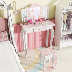 Kids Vanity Set with Drawer and 3 Makeup Accessories