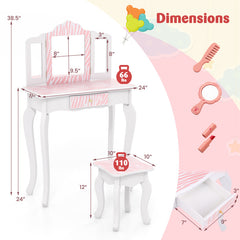 Kids Vanity Set with Drawer and 3 Makeup Accessories