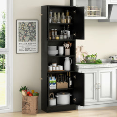 75 Inch Kitchen Pantry Cabinet Tall Cupboard with Doors and Shelves