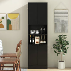 75 Inch Kitchen Pantry Cabinet Tall Cupboard with Doors and Shelves