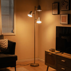 3-Bulb Floor Lamp Standing Tall Tree Lamp with 3 E26 A19 Bulbs and Adjustable Lampshades
