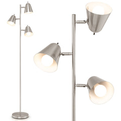 3-Bulb Floor Lamp Standing Tall Tree Lamp with 3 E26 A19 Bulbs and Adjustable Lampshades