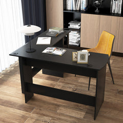 Modern L-Shaped Computer Desk with Shelves