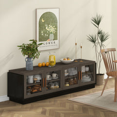 Large TV Stand for TVs up to 75 Inch with 4 Tempered Glass Doors for Living Room