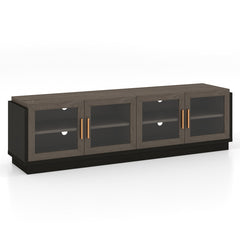 Large TV Stand for TVs up to 75 Inch with 4 Tempered Glass Doors for Living Room