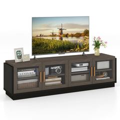 Large TV Stand for TVs up to 75 Inch with 4 Tempered Glass Doors for Living Room