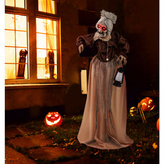 Life-Size Halloween Animatronic Moving and Talking Old Lady Hag Prop