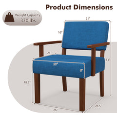 Wooden Frame Accent Chair Upholstered Living Room Chair