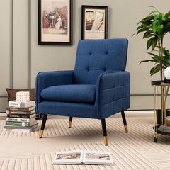 Linen Fabric Accent Chair with Removable Seat Cushion