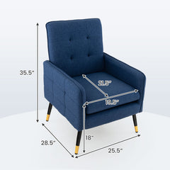 Linen Fabric Accent Chair with Removable Seat Cushion