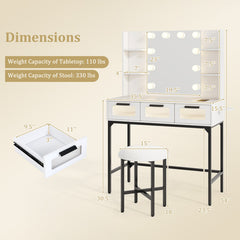 Bedroom Makeup Vanity Desk with Hollywood Mirror and Lights