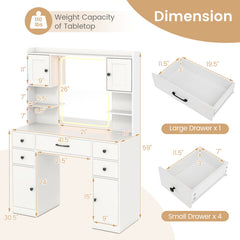 Makeup Vanity Desk with Lighted Mirror and Charging Station