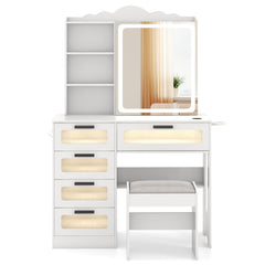 Makeup Vanity Desk with Mirror and Charging Station