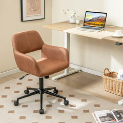 Mid Century Office Chair Faux Leather with Armrests