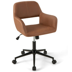 Mid Century Office Chair Faux Leather with Armrests
