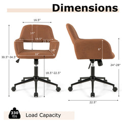 Mid Century Office Chair Faux Leather with Armrests