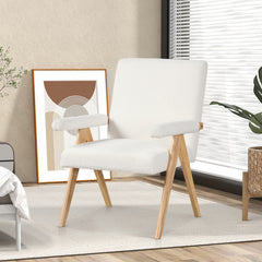 Mid Century Modern Accent Chair with Rubber Wood Frame and Padded Armrests