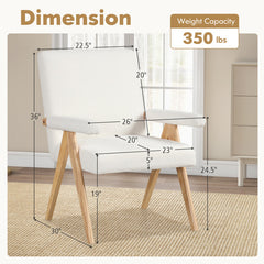 Mid Century Modern Accent Chair with Rubber Wood Frame and Padded Armrests