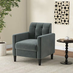 Mid Century Modern Velvet Accent Chair with Tufted Back