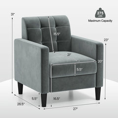 Mid Century Modern Velvet Accent Chair with Tufted Back