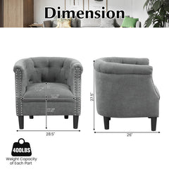 Modern Accent Chair with Ottoman Armchair Barrel Sofa Chair and Footrest