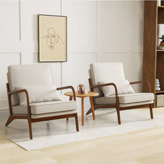 Modern Accent Chair with Rubber Wood Armrests and Removable Back