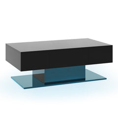Modern LED Coffee Table with 20 Color LED Lights and 2 Storage Drawers