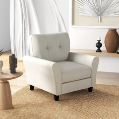 Modern Upholstered Accent Chair with Rubber Wood Legs