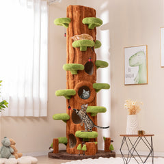 90.5 Inch Tall Multifunctional Cat Tree with Private Condos for Indoor Cats