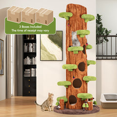90.5 Inch Tall Multifunctional Cat Tree with Private Condos for Indoor Cats