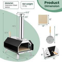 Outdoor Pizza Oven with Pizza Stone and Foldable Legs for Camping