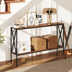 Narrow Console Table 2-Tier Entryway Table with Storage
