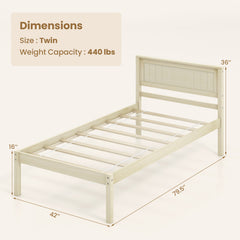 Twin/Full/Queen Size Wooden Bed Frame with Headboard and Slat Support