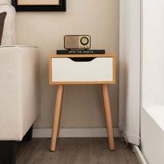 Set of 1/2 Modern Nightstand with Storage Drawer for Bedroom Living Room